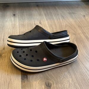 CROCS Black Clogs with White Accents